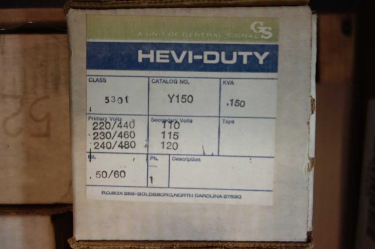 LOT OF GS GENERAL SIGNAL Y150 HEVI-DUTY 1PH 150VA 240/480V-AC 120V-AC VOLTAGE TRANSFORMERS - CONTROL TRANSFORMERS