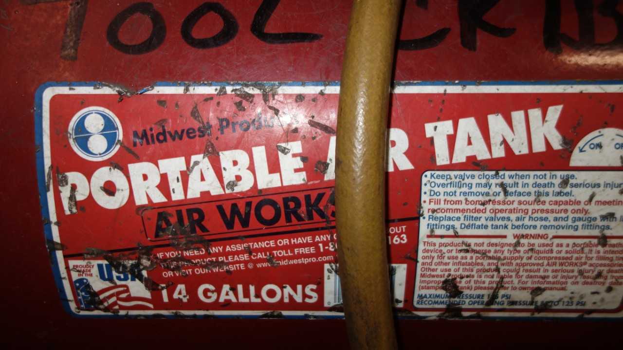 MIDWEST PRODUCTS 14 GALLON PORTABLE AIR TANK - PROCESS EQUIPMENT