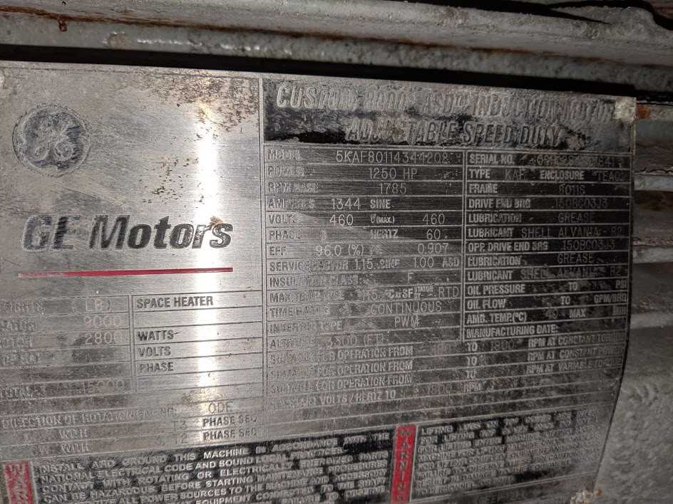 1785 RPM GE CUSTOM 8000 ASD 80119 1250HP ELECTRIC MOTOR - ELECTRIC MOTORS