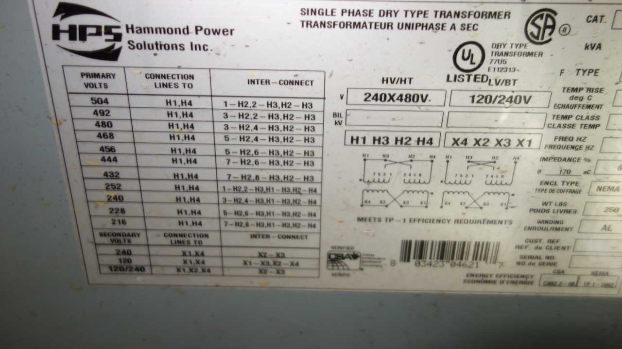 HAMMOND HPS NMF025LE 25KVA 480V-AC TRANSFORMER - CONTROL TRANSFORMERS