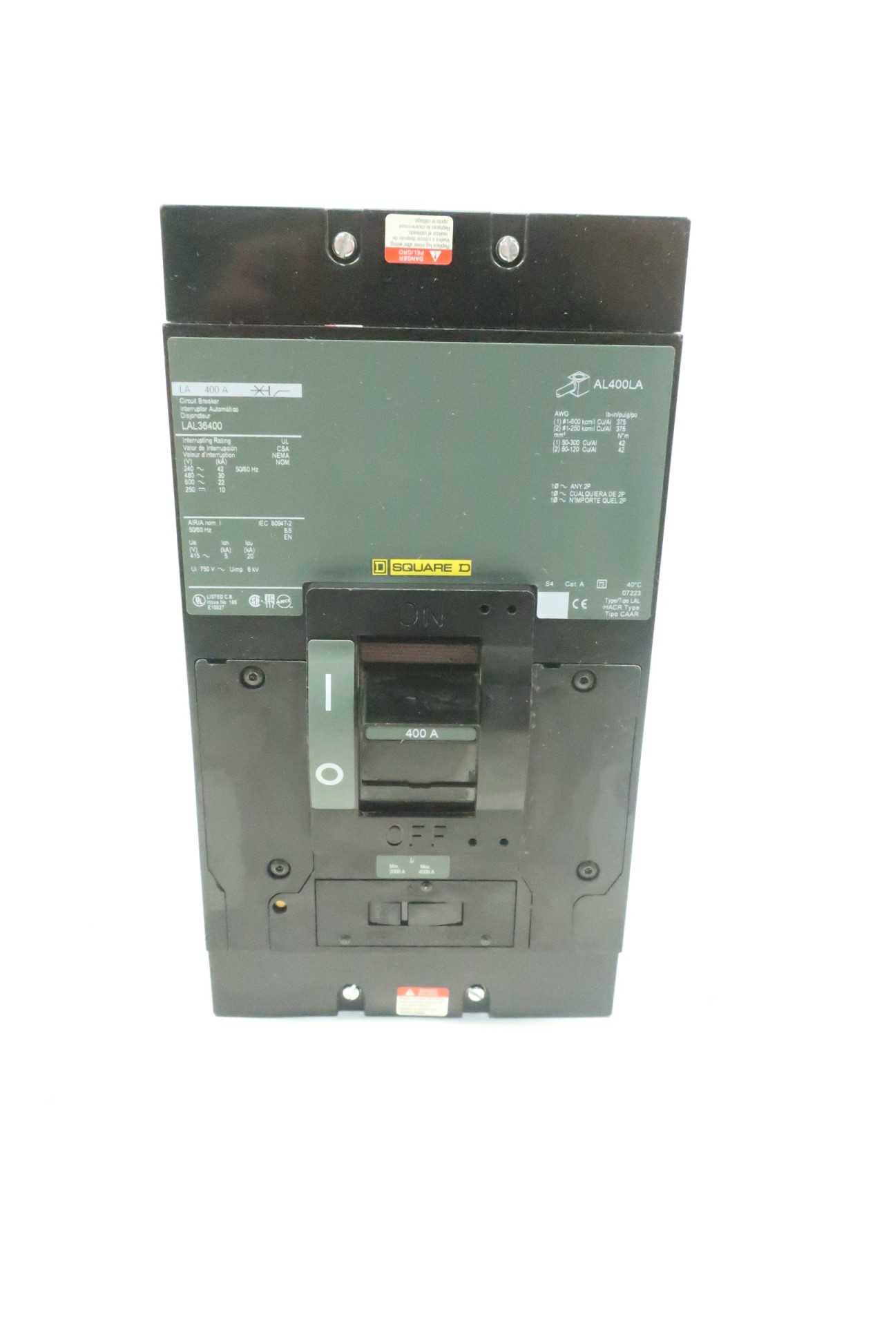 SQUARE D LAL36400 400A 3P 600V-AC CIRCUIT BREAKER - CIRCUIT BREAKERS