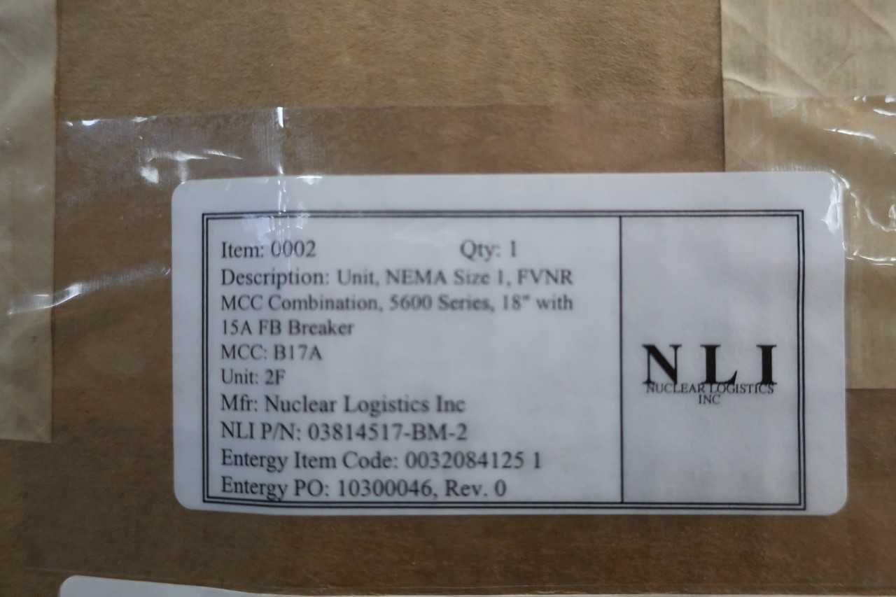 LOT OF 2 NLI NUCLEAR LOGISTICS 03814517-BM-2 10HP SIZE 1 MCC STARTER BUCKETS - MOTOR STARTERS