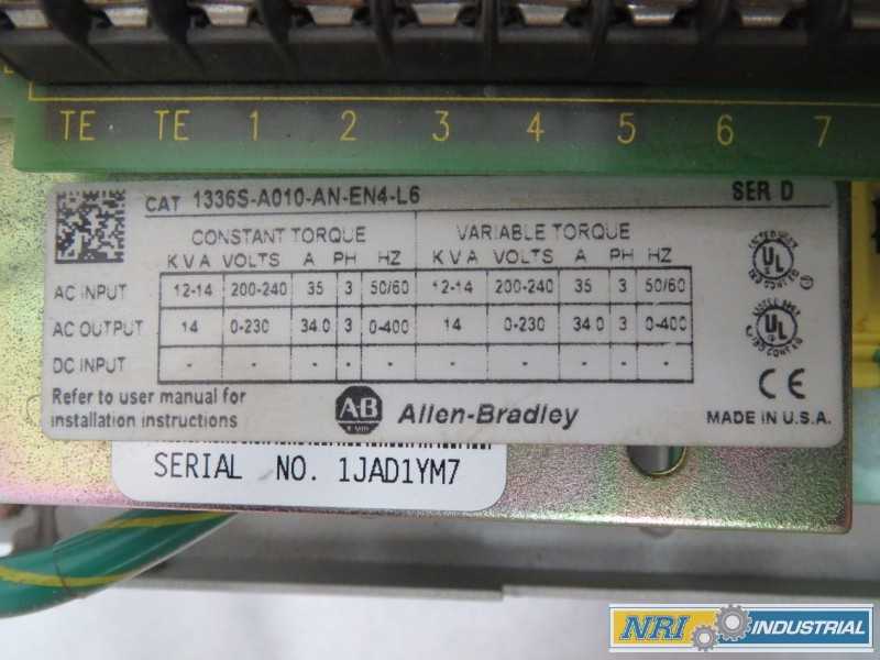 ALLEN BRADLEY 1336S-A010-AN-EN4-L6 VARIABLE TORQUE AC 10HP 200-240V-AC 0-230V-AC 35A AMP (OHIO) - MISCELLANEOUS