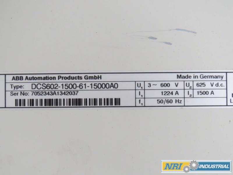ABB DCS602-1500-61-15000A0 1250HP 625V-DC 50/60HZ 1224A AMP 1500A AMP DC MOTOR DRIVE (OHIO) - MISCELLANEOUS