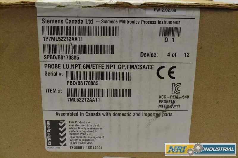 SIEMENS 7ML5221-2AA11 SITRANS PROBE LU 0.25-12M 24/30V-DC LEVEL TRANSMITTER (OHIO) - MISCELLANEOUS