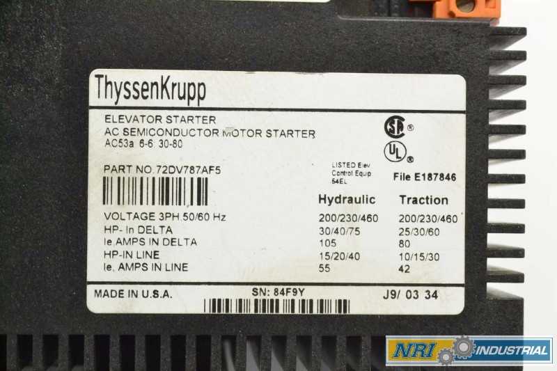 SIEMENS 72DV787AF5 SIRIUS ELEVATOR AC SEMICONDUCTOR 75HP 105A AMP MOTOR STARTER (OHIO) - MISCELLANEOUS