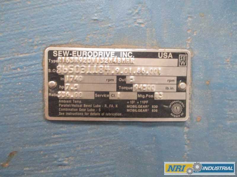 SEW EURODRIVE R163R92DV132M4BMHR GEAR REDUCER 7-1/2HP 336:1 (OHIO) - MISCELLANEOUS