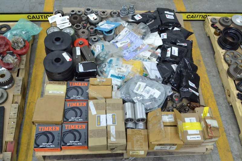 4 PALLETS OF ASSORTED POWER TRANSMISSION REPLACEMENT PARTS, SPUR GEARS, REPAIR KITS (OHIO) - MISCELLANEOUS