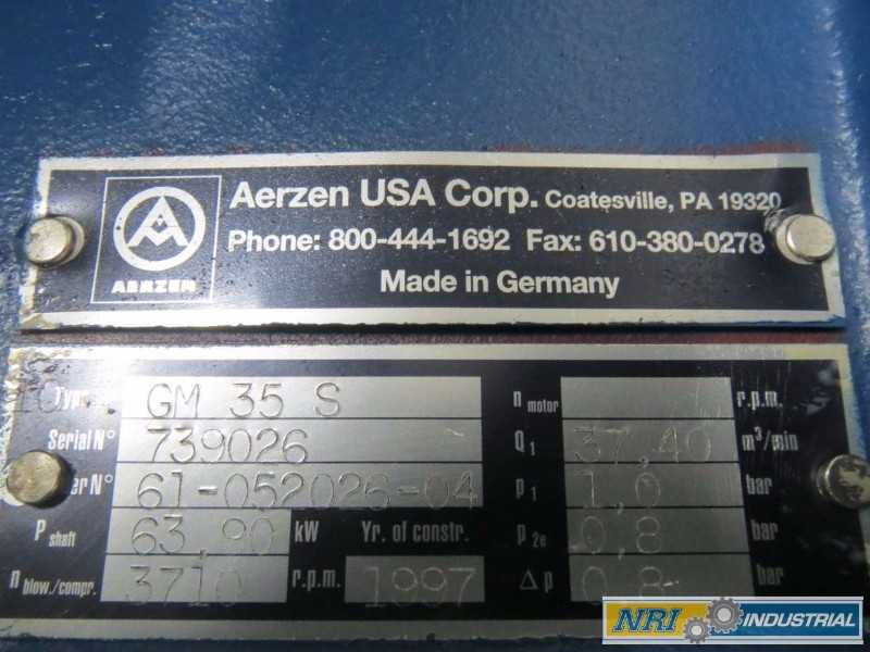 AERZEN GM 35 S VACUUM BOOSTER ROTARY LOBE BLOWER (OHIO) - MISCELLANEOUS