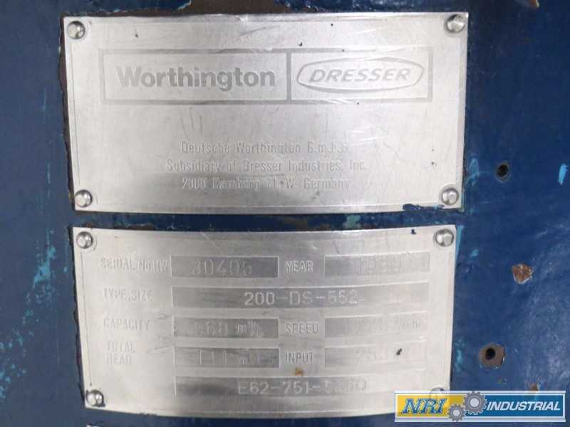 WORTHINGTON 200-DS-552 10 IN 8 IN 568M3/H 2-3/8 IN 253KW STAINLESS CENTRIFUGAL PUMP (OHIO) - MISCELLANEOUS