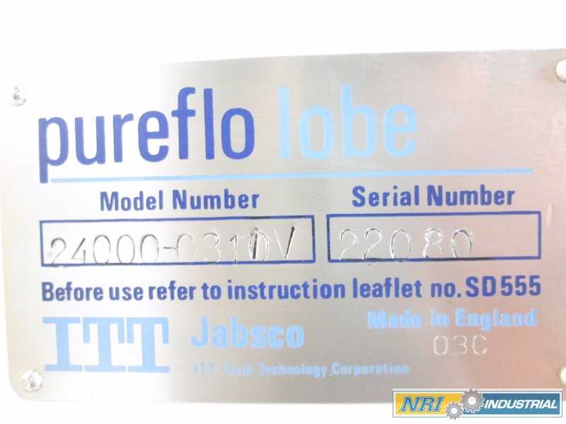 ITT JABSCO 24000-0811V PUREFLO STAINLESS ROTARY LOBE PUMP 1X1 (OHIO) - MISCELLANEOUS