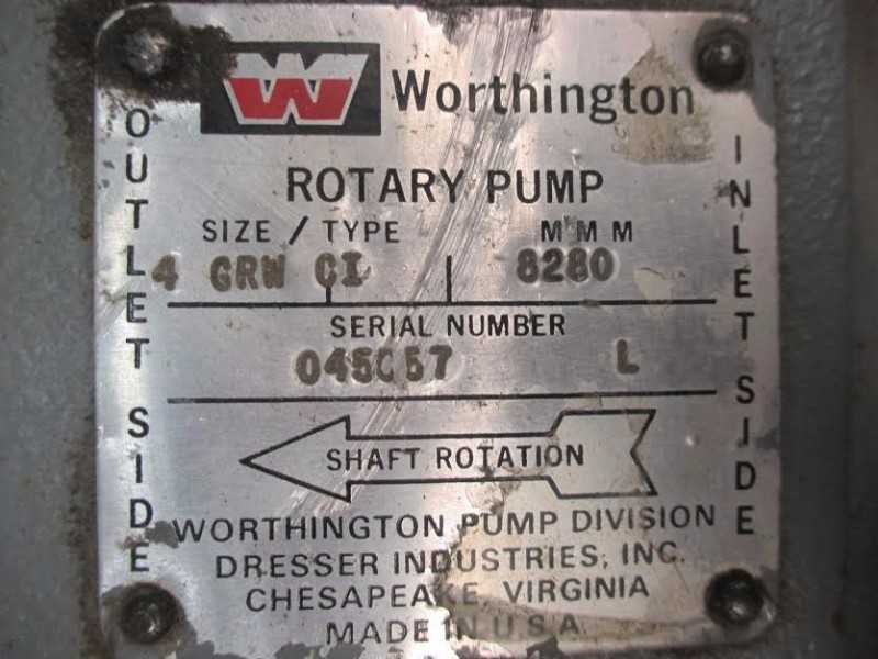 WORTHINGTON 4 GRW CI GEAR PUMP 4X4 IRON (OHIO) - MISCELLANEOUS