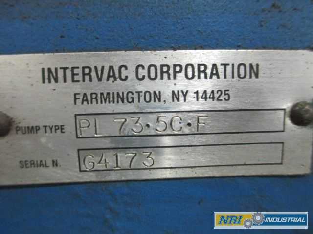 INTERVAC PL73/5C/F LIQUID RING VACUUM PUMP 4 - MISCELLANEOUS