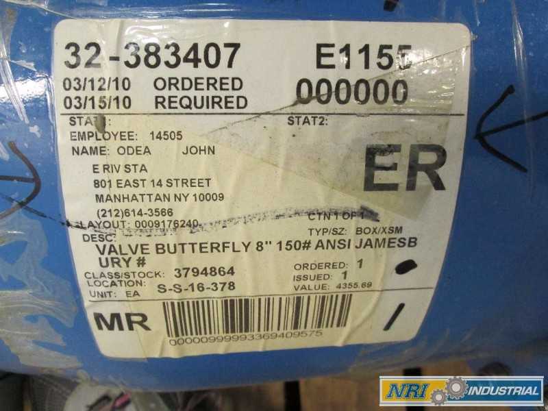 NELES JAMESBURY 815W113600XZ BUTTERFLY VALVE 8 IN CL150 STAINLESS (OHIO) - MISCELLANEOUS
