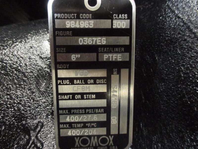 XOMOX 0367EG SLEEVED 6" 300 STEEL FLANGED PLUG VALVE (OHIO) - MISCELLANEOUS
