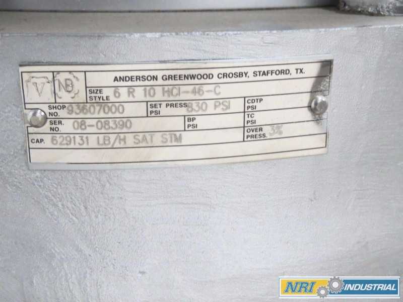 ANDERSON GREENWOOD 6 R 10 HCI-46-C 830PSI 6X10 IN RELIEF VALVE (OHIO) - MISCELLANEOUS