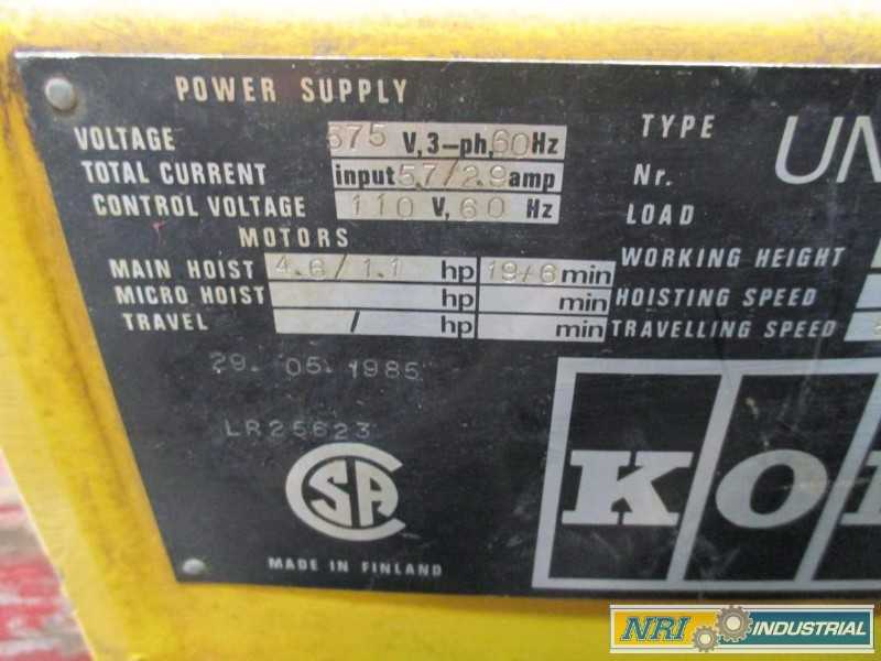 KONE S54D1LM60/20WP ELECTRIC HOIST AND TROLLEY 3TON (OHIO) - MISCELLANEOUS