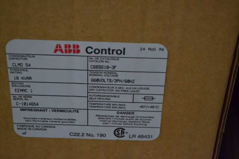 1 PALLET OF ASSORTED ABB CLMD ENCLOSED CONDENSATOR CAPACITORS, ABB (OHIO) - MISCELLANEOUS
