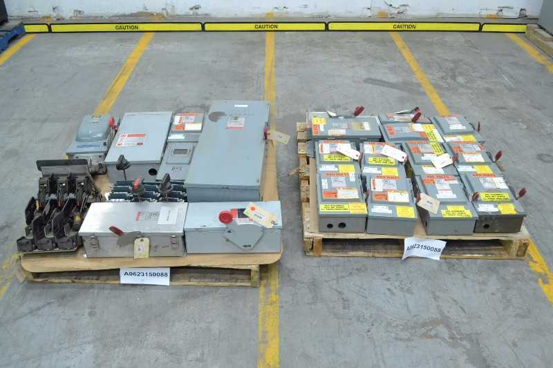 2 PALLETS ASSORTED DISCONNECT SWITCHES, SQUARE D, CUTLER HAMMER, ABB, WESTINGHOUSE (OHIO) - MISCELLANEOUS