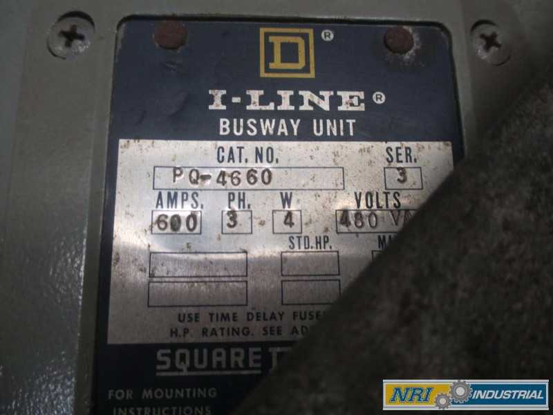SQUARE D PQ-4660 I-LINE BUSWAY DISCONNECT SWITCH 600A AMP 480V-AC 3P FUSIBLE (OHIO) - MISCELLANEOUS