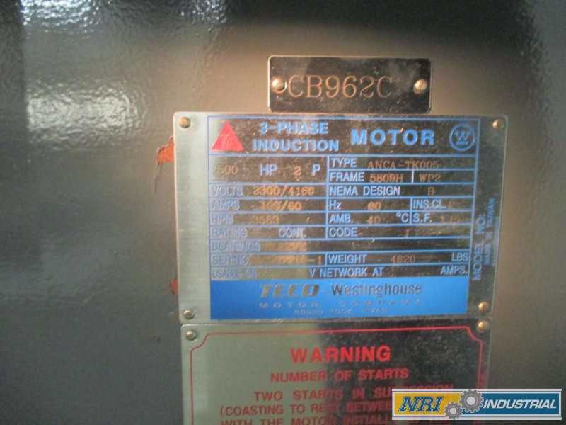 WESTINGHOUSE TECO ANCA-TK005 500HP 2300/4160V-AC 3583RPM 5809H 3PH AC MOTOR (OHIO) - MISCELLANEOUS