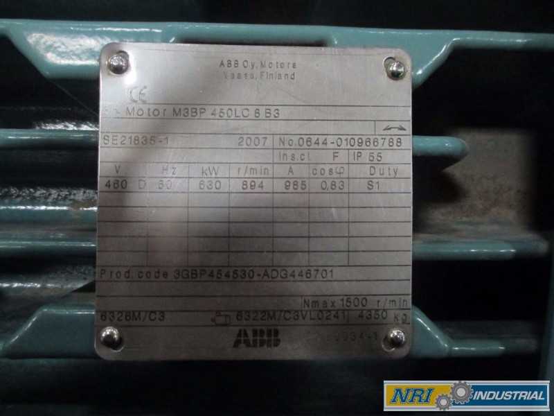ABB 3GBP454530-ADG446701 AC ELECTRIC MOTOR 630KW 460V-AC 894RPM M3BP 450LC 8 B3 3PH (OHIO) - MISCELLANEOUS