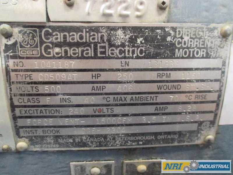 GE 1041187 250HP 500V-DC 1150RPM CD509AT DC ELECTRIC MOTOR (OHIO) - MISCELLANEOUS