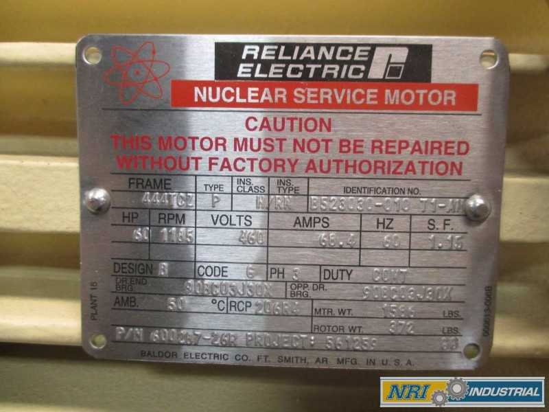 RELIANCE B523030-010 AC ELECTRIC MOTOR 60HP 460V-AC 1185RPM 444TCZ 3PH (OHIO) - MISCELLANEOUS