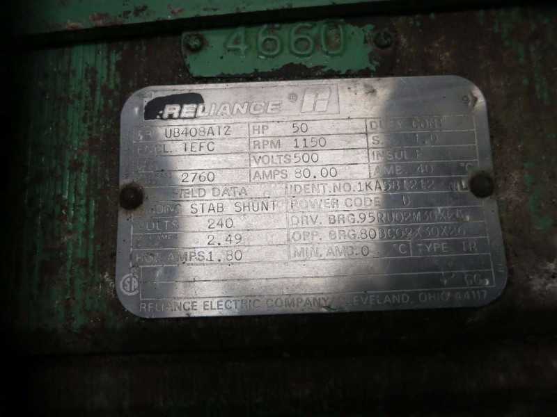 RELIANCE 1KA581212 DC ELECTRIC MOTOR 50HP 500V-DC 1150RPM UB408ATZ (OHIO) - MISCELLANEOUS