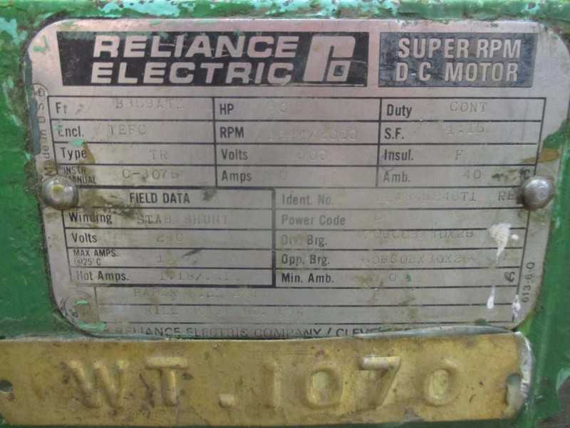 RELIANCE 1LA845246T1 DC ELECTRIC MOTOR 30HP 500V-DC 1150/2000RPM B369ATZ (OHIO) - MISCELLANEOUS