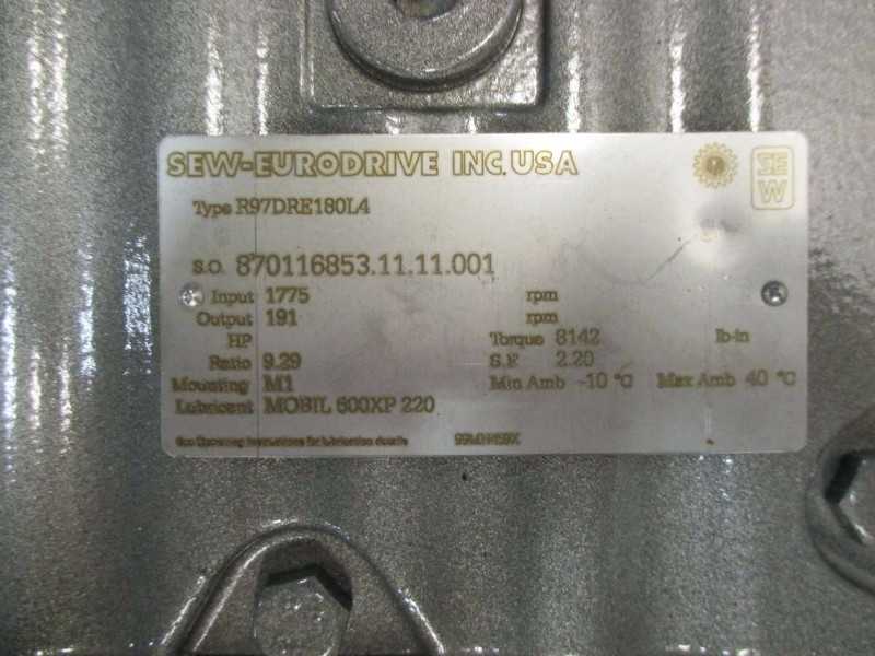 SEW EURODRIVE DRE180L4 R97DRE180L4 AC GEAR MOTOR 25HP 230/460V-AC 9.29:1 (OHIO) - MISCELLANEOUS