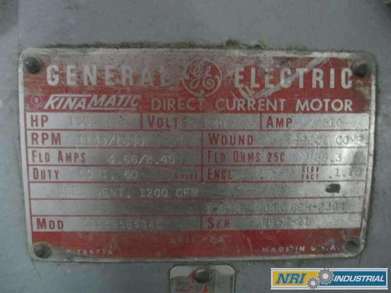 GE 5CD585E50AC KINAMATIC DC ELECTRIC MOTOR 150HP 240V-DC 1650RPM (OHIO) - MISCELLANEOUS