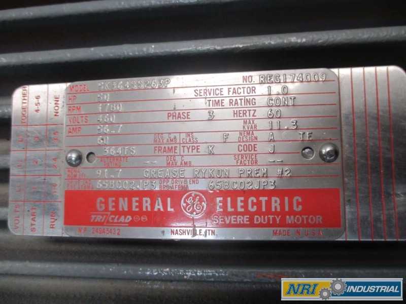 GE 5K364SS263P TRI-CLAD AC MOTOR 50HP 460V-AC 1780RPM 364TS 3PH (OHIO) - MISCELLANEOUS