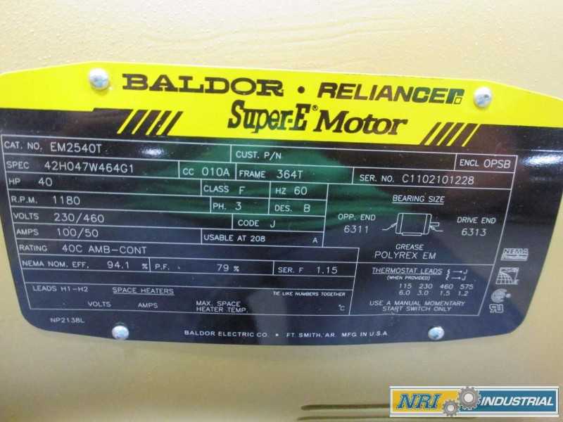 BALDOR EM2540T SUPER-E AC ELECTRIC MOTOR 40HP 230/460V-AC 1180RPM 364T 3PH (OHIO) - MISCELLANEOUS