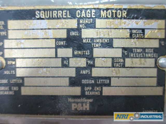 P&H EBM1269F1E SQUIRREL CAGE MOTOR 75HP 460V-AC 644RPM 3PH (OHIO) - MISCELLANEOUS