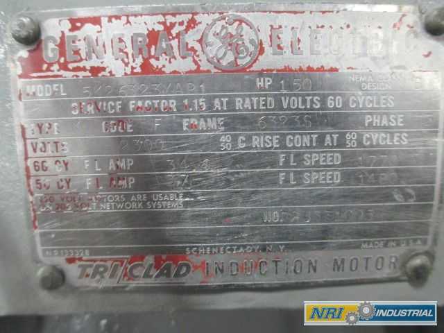 GE 5K26323XAP1 TRICLAD AC MOTOR 150HP 2300V-AC 1480/1770RPM 6233S 3PH (OHIO) - MISCELLANEOUS