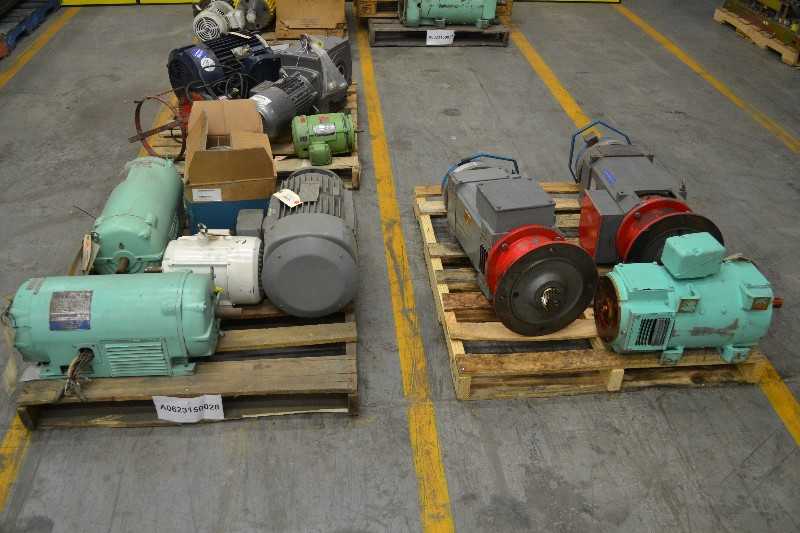 2 PALLETS OF ASSORTED ELECTRIC AC MOTORS, DC MOTORS, GENERAL ELECTRIC, RELIANCE, BULL MOTORS (OHIO) - MISCELLANEOUS