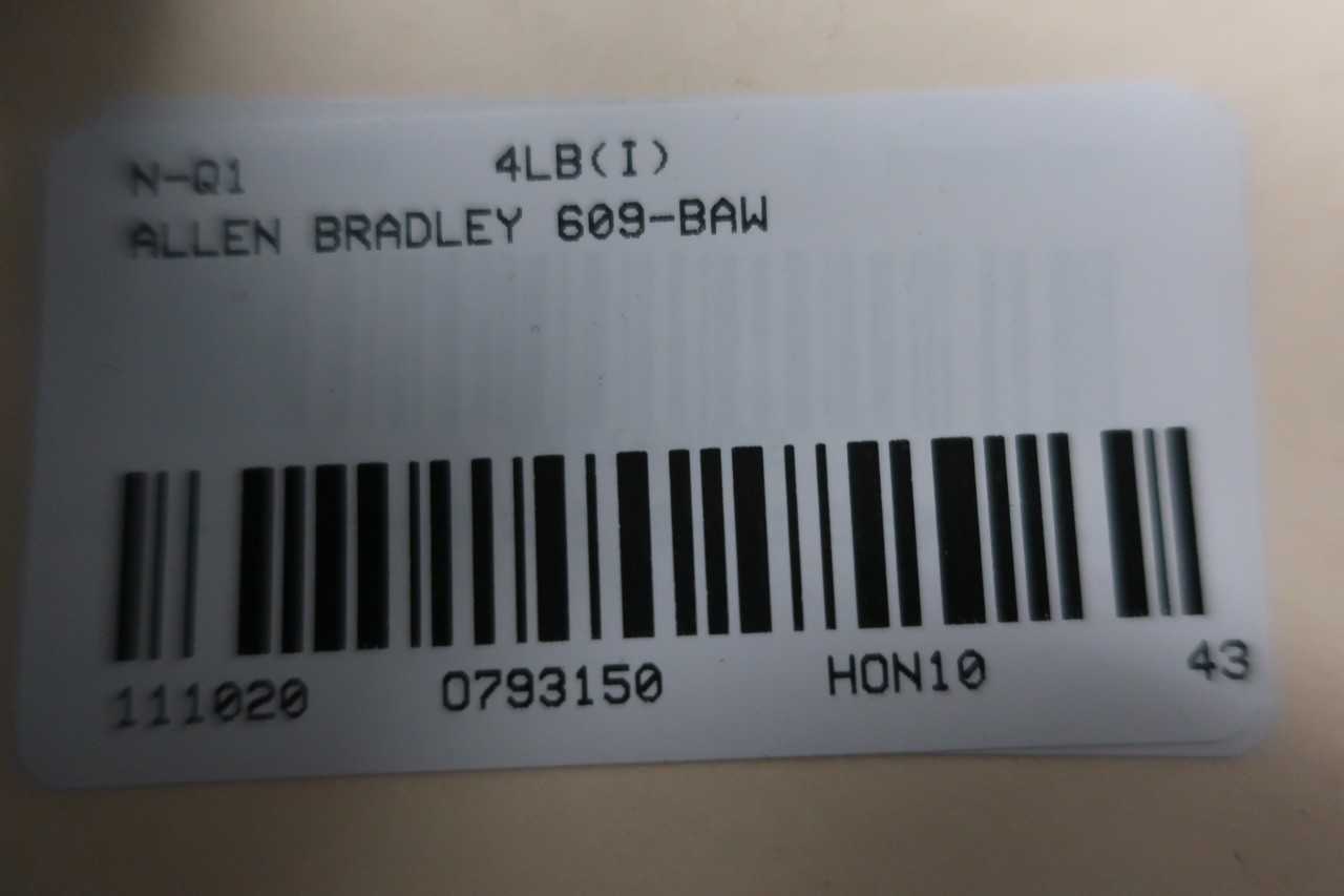 ALLEN BRADLEY 609BAW SIZE M1 MANUAL STARTER - MOTOR STARTERS