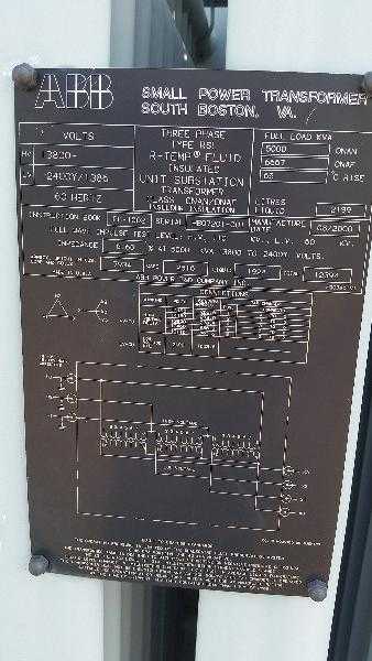 ABB TYPE RSL OIL-FILLED 5000KVA 13800V-AC 2400V-AC TRANSFORMER (BRAMPTON) - MISCELLANEOUS