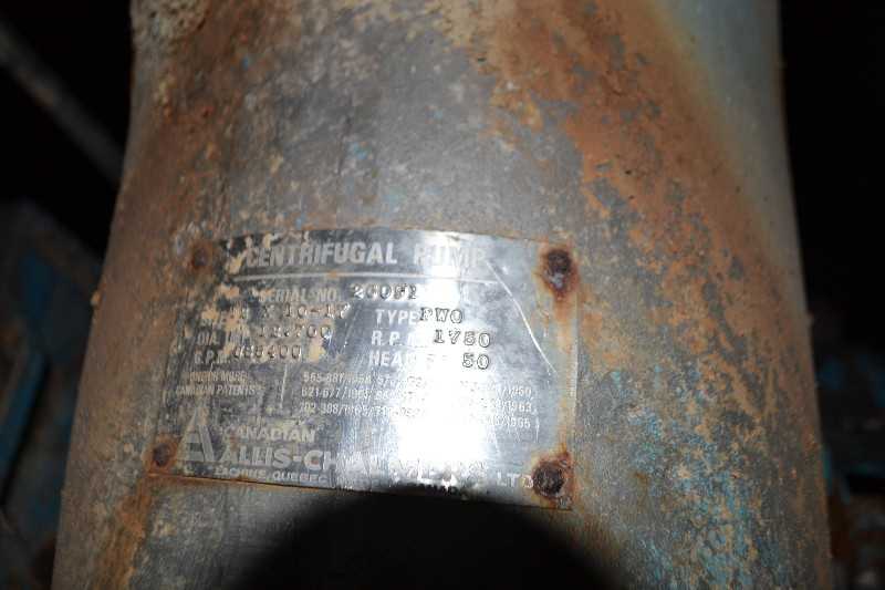 ALLIS CHALMERS POW 12X10-17 STAINLESS CENTRIFUGAL PUMP 6400GPM 50FT HEAD - MISCELLANEOUS