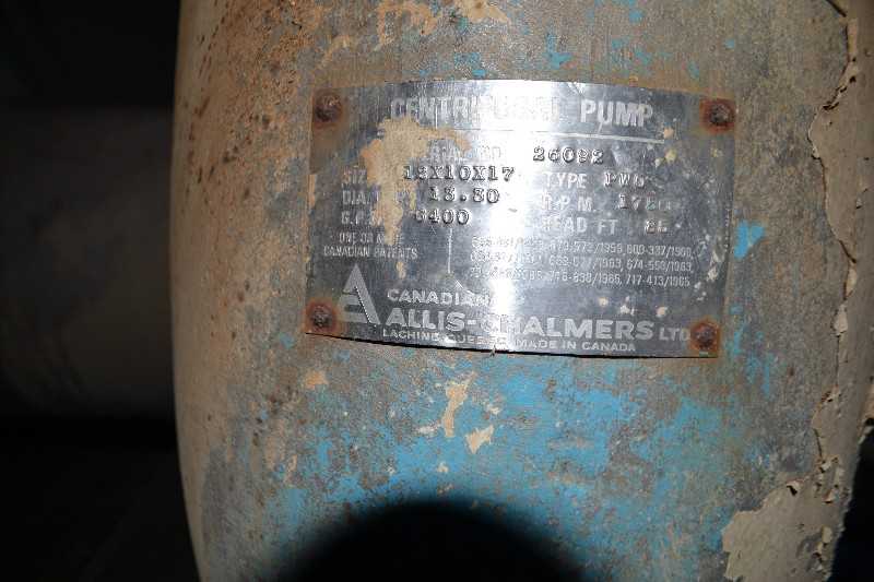 ALLIS CHALMERS POW 12X10-17 STAINLESS CENTRIFUGAL PUMP 6400GPM 85FT HEAD - MISCELLANEOUS