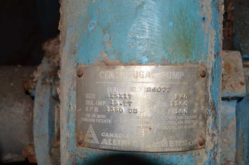 ALLIS CHALMERS PWO 8X5X17 STAINLESS CENTRIFUGAL PUMP 1350GPM 100FT HEAD - MISCELLANEOUS