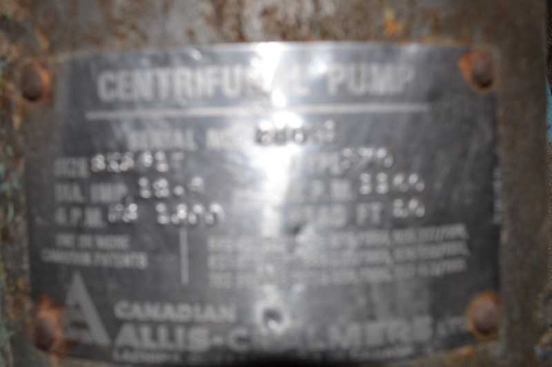 ALLIS CHALMERS PWO 8X5X17 STAINLESS CENTRIFUGAL PUMP 1300GPM 50FT HEAD - MISCELLANEOUS