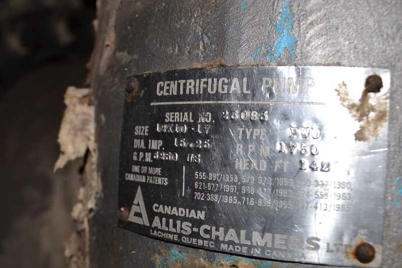 ALLIS CHALMERS PWO 12X10X17 STAINLESS CENTRIFUGAL PUMP 6250GPM 142FT HEAD - MISCELLANEOUS