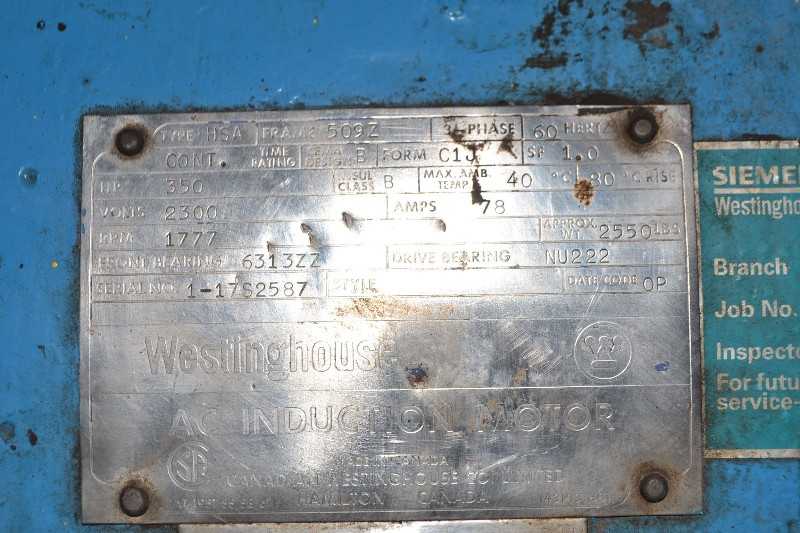 WESTINGHOUSE HSA AC MOTOR 350HP 2300V 509Z 1777RPM - MISCELLANEOUS