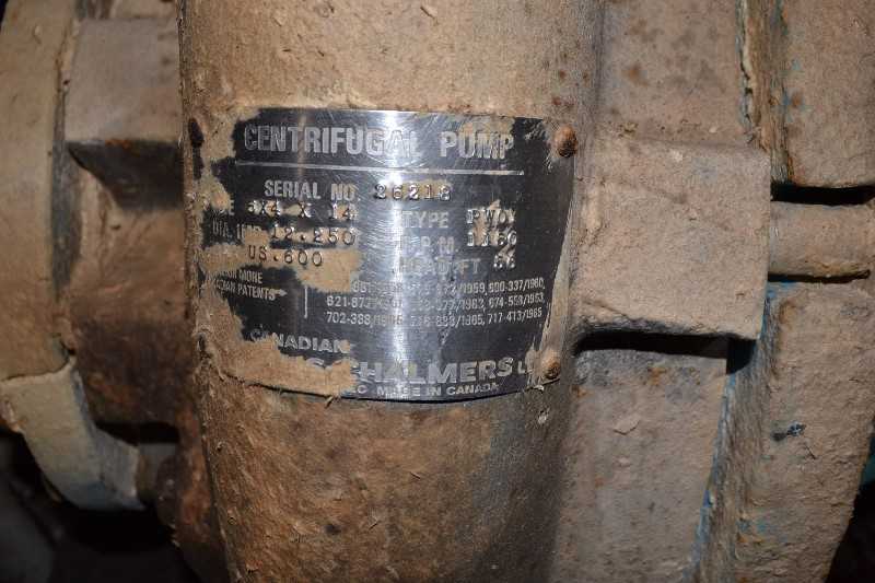 ALLIS CHALMERS PWO 6X4X14 STAINLESS CENTRIFUGAL PUMP 600GPM 56FT HEAD - MISCELLANEOUS