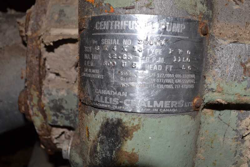 ALLIS CHALMERS PWO 6X4X14 STAINLESS CENTRIFUGAL PUMP 600GPM 56FT HEAD - MISCELLANEOUS