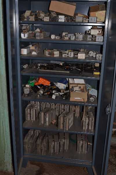 STRONG HOLD CABINET WITH CONTENTS - FUSES, THYRISTOR STACKS, FUSE HOLDERS - MISCELLANEOUS