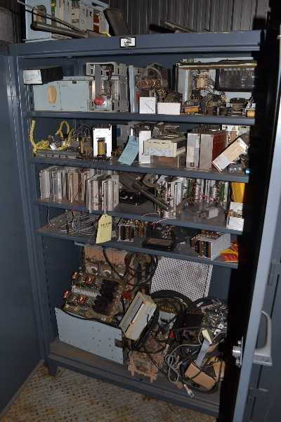 STRONG HOLD CABINET WITH CONTENTS - SLC150 CONTROLLERS, RELAYS, CONTACTORS, THYRISTORS - MISCELLANEOUS
