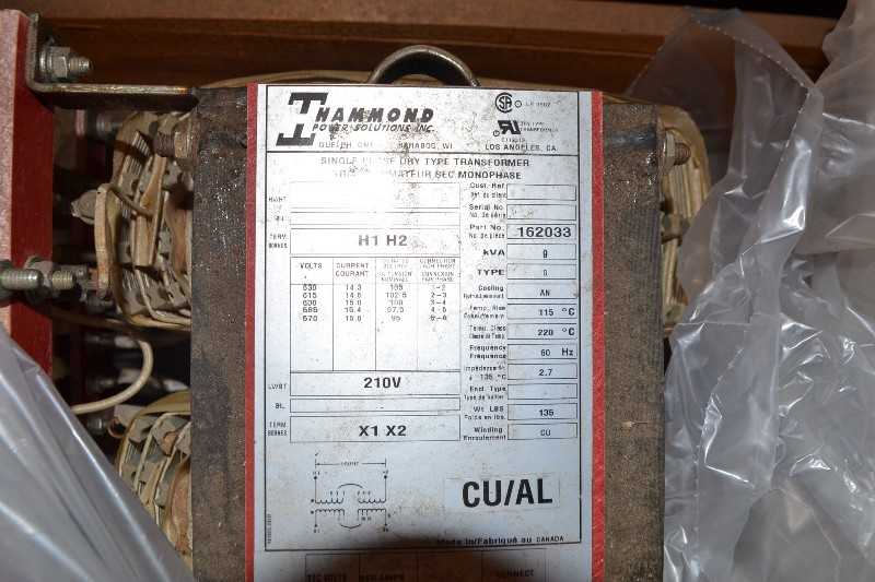 HAMMOND 162033 TRANSFORMER 9KVA 1PH 600V TO 210V - MISCELLANEOUS